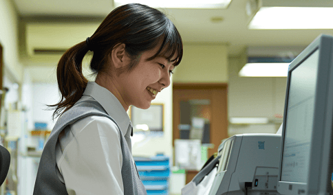 A product manager checks certified Korean specs on a laptop as Korean Translation Services in New York City prepare.