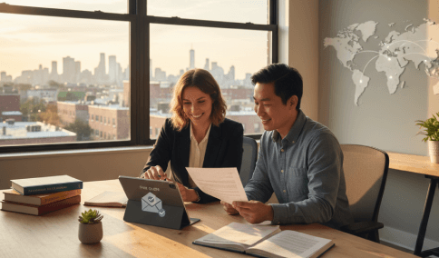 A client reviews a free quote spreadsheet for certified translation services in Sunset Park with clear line-item pricing.