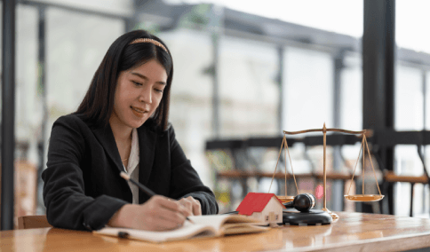 A lawyer reviews a certified contract from Korean Translation Services in New York City before submitting it to court.