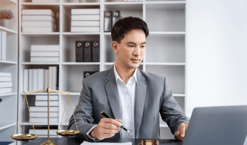 An attorney reviews a translated contract packet, using Translation Services in Williamsburg for legal filings and court use.